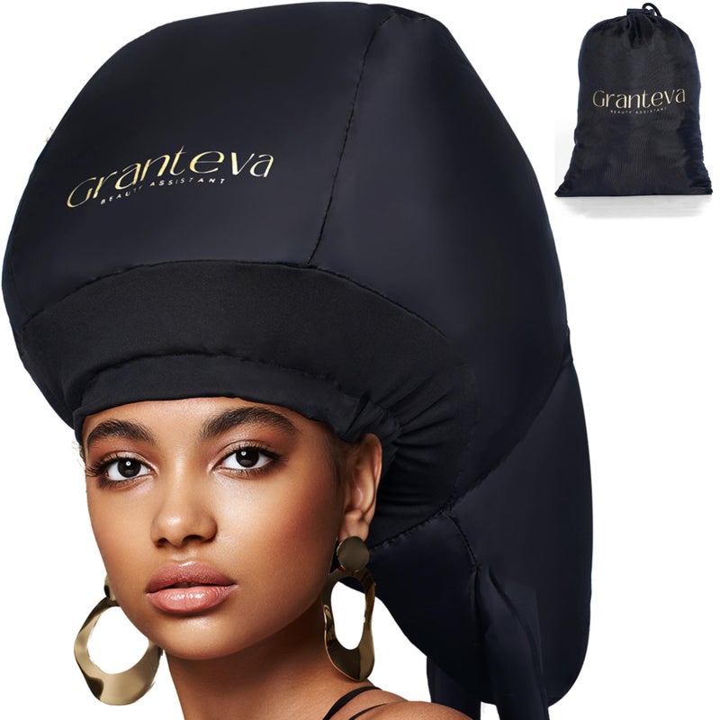 Hooded Hair Dryer Attachment with Dual Turbo Airflow  Soft Headband  Speeds Up Drying for Curly Hair Reduces Heat on Ears  Neck  Large Hair Dryer Bonnet for Deep Conditioning at Home
